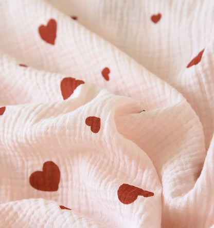 2025 New Spring and Autumn Women's Pajama Set 100% Cotton Crepe Long Sleeve Long Pants Two Piece Set Love Sweet Home Clothes