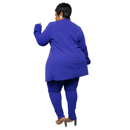 XL-5XL 2024 Winter Women Casual Suits Plus Size Two Piece Sets Solid Color Fashion Business Elegant Pant Suit Dropshipping