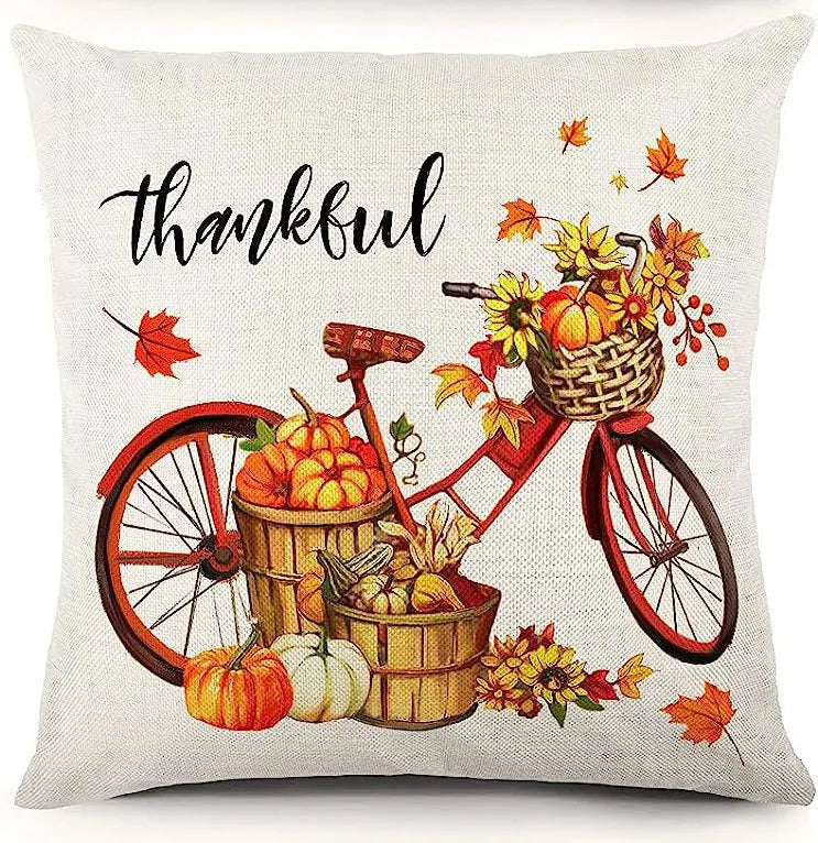 18x18 Inches Autumn Pumpkin Cushion Cover Pillow Cover Thanksgiving Decor Pillowcase Maple Leaves Printed Cushion Case for Couch