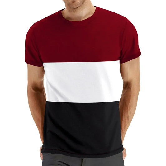 2025 New Casual Three-color T Shirt For Mens Short Sleeve Tops Oversized T-Shirts O-Neck Pullover Street Men's Shirts Tee Summer