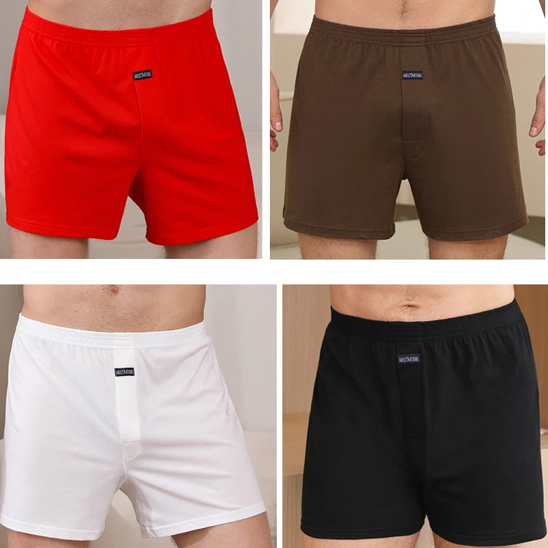 4pcs Male Arrow Pants Men Cotton Boxers Shorts Loose Mid-Waisted Men's Plus Size Underwear Homewear Comfortable Panties