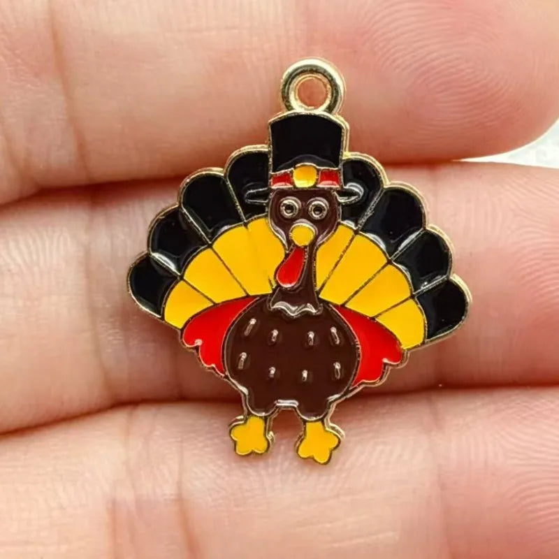 10pcs Enamel Thanksgiving Cake Pumpkin Sunflower Charms for Earrings Bracelets Pendants Making DIY Jewelry Accessories