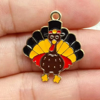 10pcs Enamel Thanksgiving Cake Pumpkin Sunflower Charms for Earrings Bracelets Pendants Making DIY Jewelry Accessories