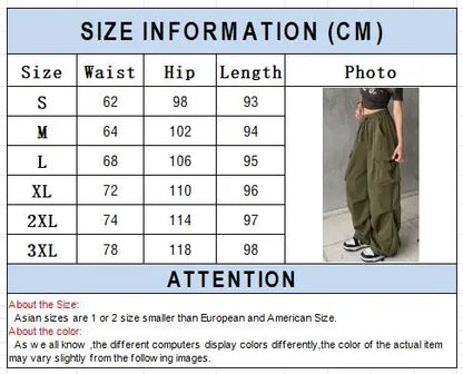 Casual Joggers Cargo Pants Women Solid Low Waist Pants Drawstring Wide Leg Baggy Trousers Y2k Streetwear Oversize Sweatpants