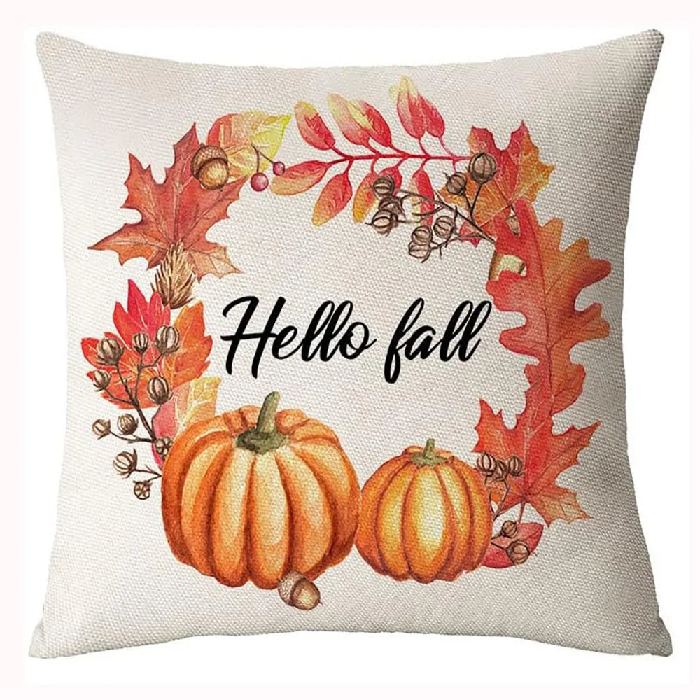 18x18 Inches Autumn Pumpkin Cushion Cover Pillow Cover Thanksgiving Decor Pillowcase Maple Leaves Printed Cushion Case for Couch