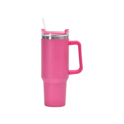 40oz 304 Stainless Steel Insulated Water Bottle,Thermal Coffee Car Cup, Cold Hot Mugs Vacuum Flask With Handle Straw,For Sport