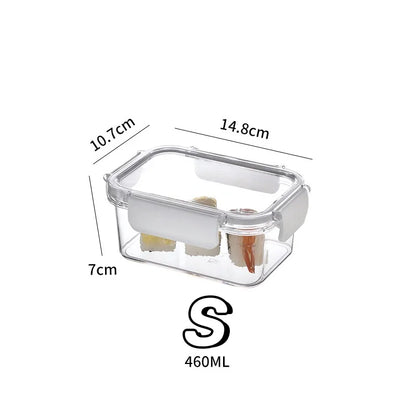 3size Refrigerator Storage Box Clear Sealed Rectangular Fresh Keeping Boxes Food Vegetable Fruit Lunch Box Kitchen Organizer