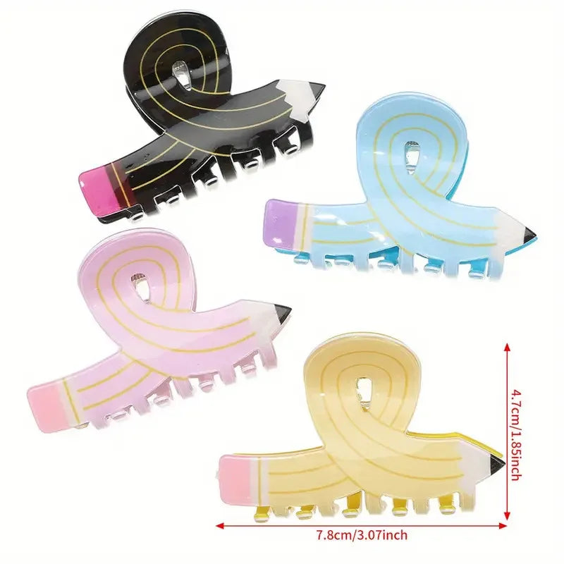 1pc candy color simulation pencil shark clip cute hair clip creative back of the head hair clip ponytail clip