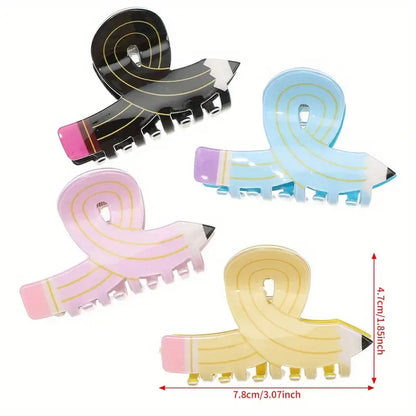 1pc candy color simulation pencil shark clip cute hair clip creative back of the head hair clip ponytail clip