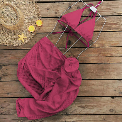 3Packs Bikini Swimsuit With Beach Skirt Swimwear Swimsuits Bathing Suits Sarongs Print Beachwear Biquini