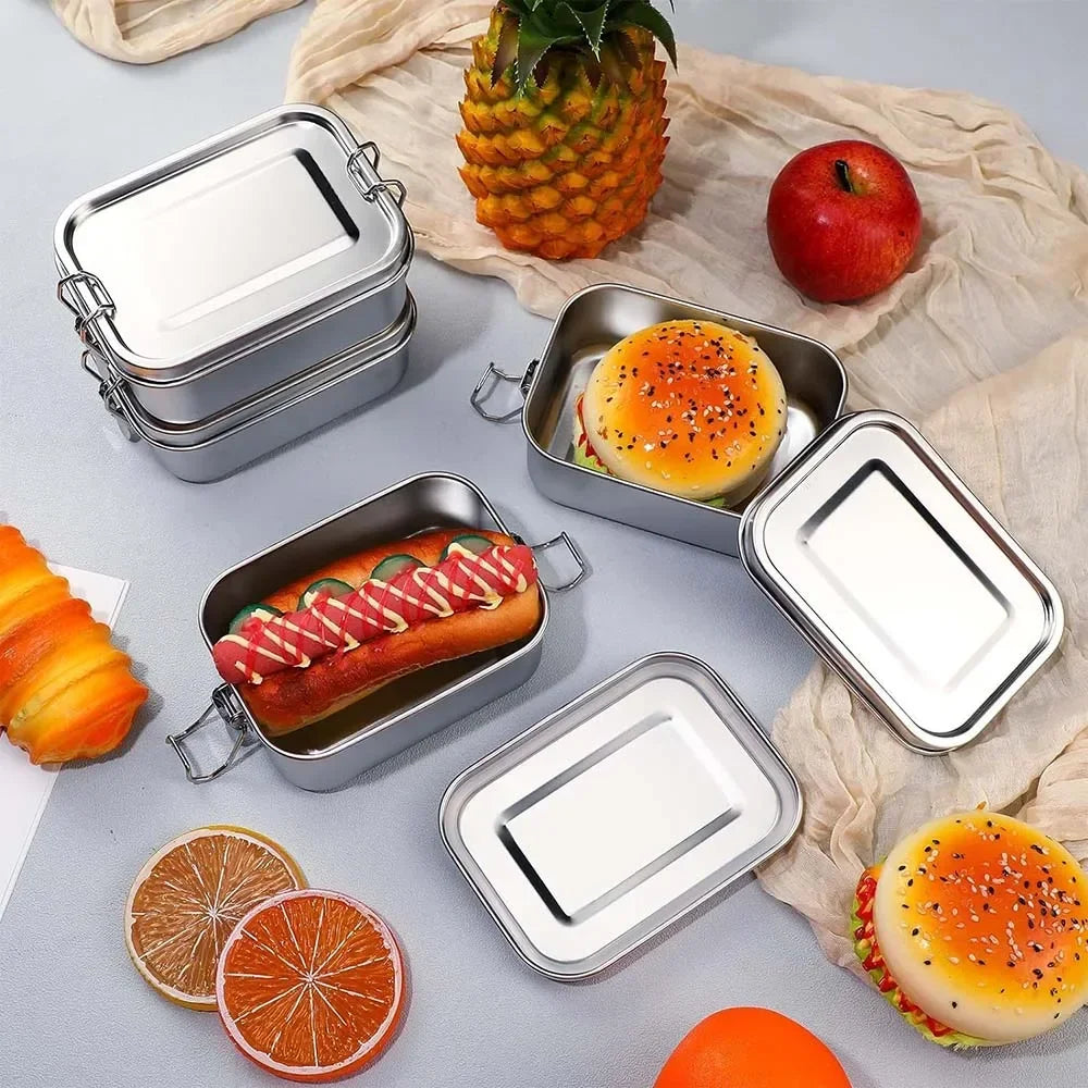 Stainless Steel Bento Box Metal Lunch Box Food Storage Containers with Lockable Clips Lunch Snack Boxes for Work,School