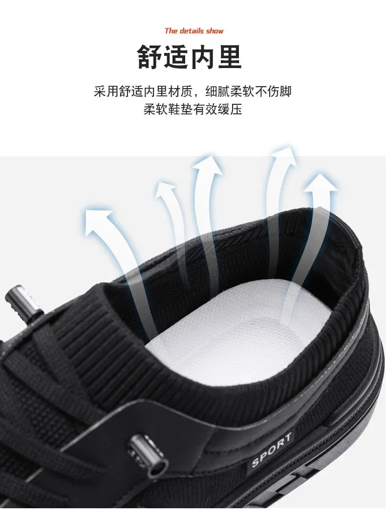 Summer Casual Sneakers for Men Breathable Loafers Lightweight Round Head Solid Colour Non-slip Flats Zapatillas Para Hombres