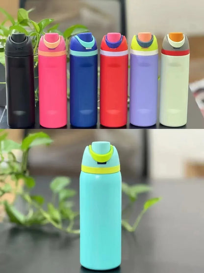24/32oz New 304 Thermos Cup Double-Layer Stainless Steel Space Kettle Water Bottle with Straw Car Outdoor Sports Camping Sports