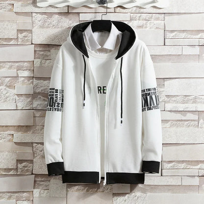 Casual Men's Sport Suit Loose Fit Hooded Cardigan Sweatshirt Pants Set Spring Autumn Season Stylish Outfit