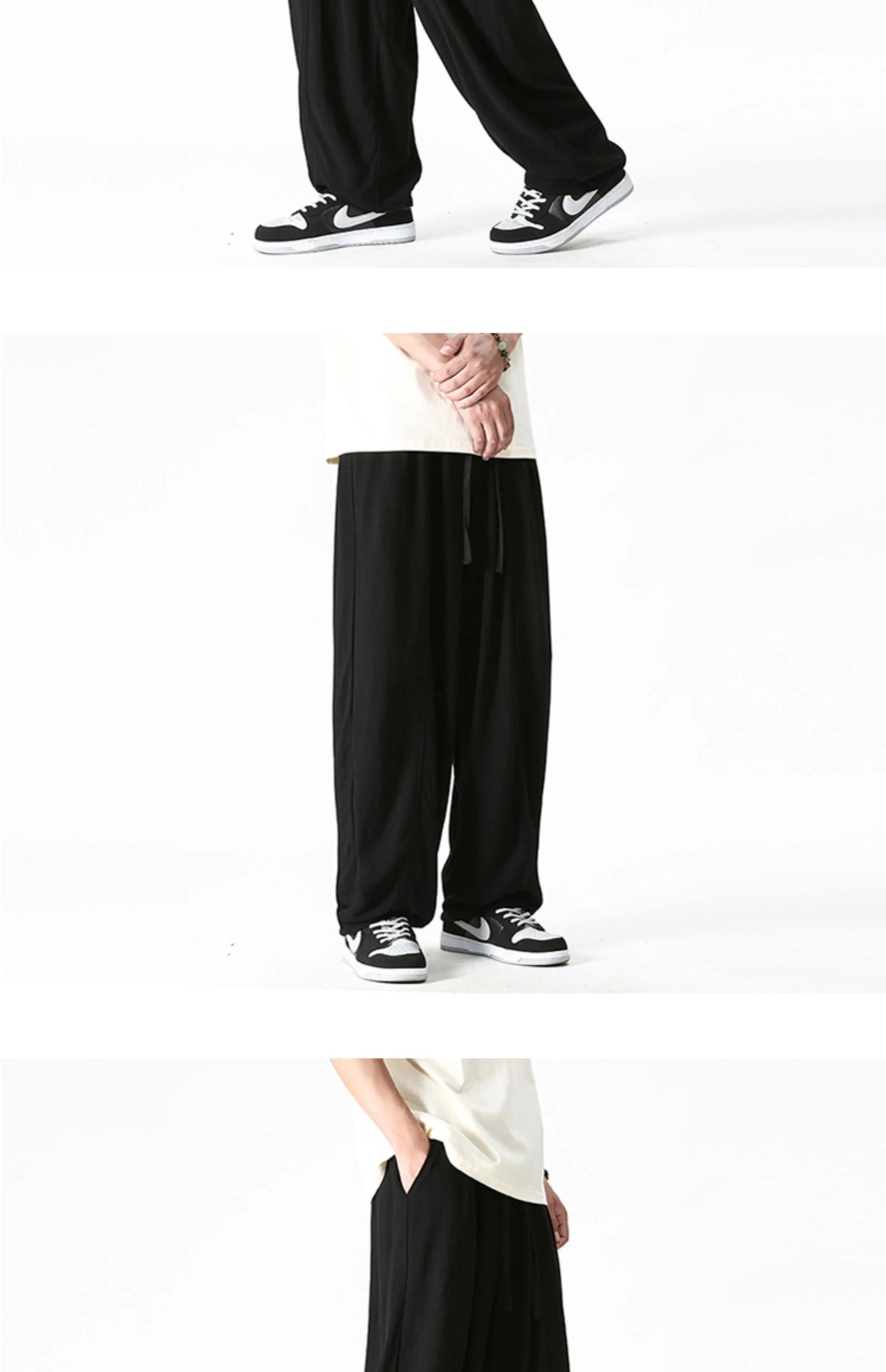 Summer Wide Leg Pants Men's Cotton Linen Harun Loose Pants Men Casual Elastic Waist Circumference Lantern Trousers Plus Size 5XL