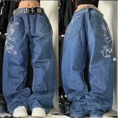 American Fashion Trend Selling Washed Jeans Women Men Y2K New Street Retro Joker Straight Wide Leg Pants Unisex Punk Loose Jeans