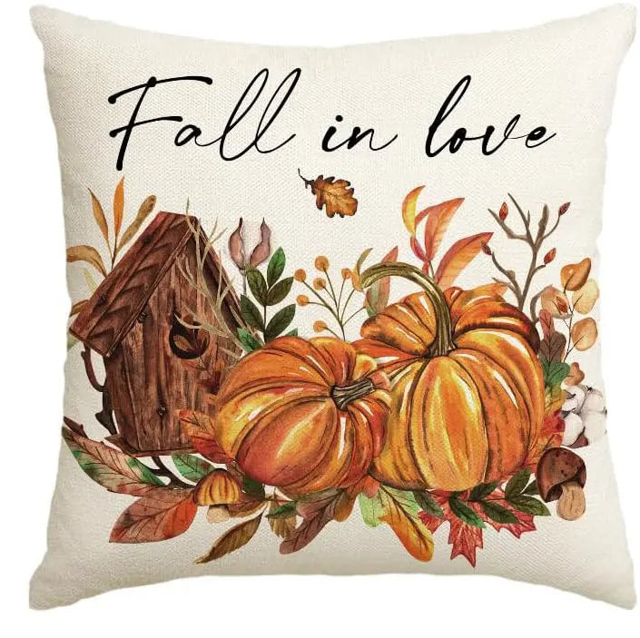 18x18 Inches Autumn Pumpkin Cushion Cover Pillow Cover Thanksgiving Decor Pillowcase Maple Leaves Printed Cushion Case for Couch