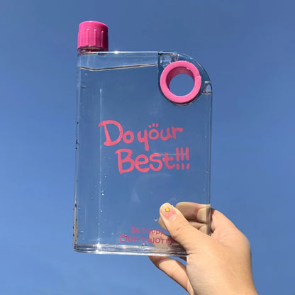 420ml Flat Water Bottle Clear Slim A5 Backpacks Water Bottle Portable Travel Mug Outdoor Sports Water Bottle For Camping Hiking