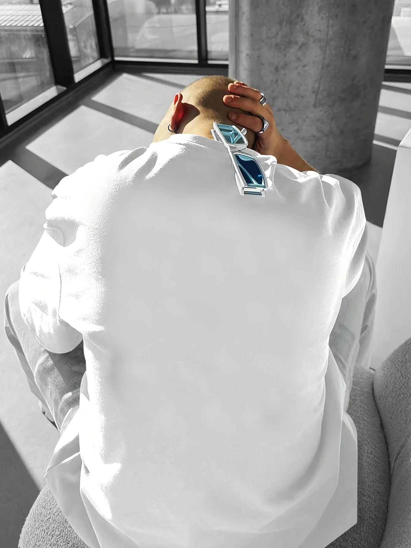 Summer men's 100% pure cotton casual sports loose and fashionable cartoon bear pattern printed round neck short sleeved T-shirt