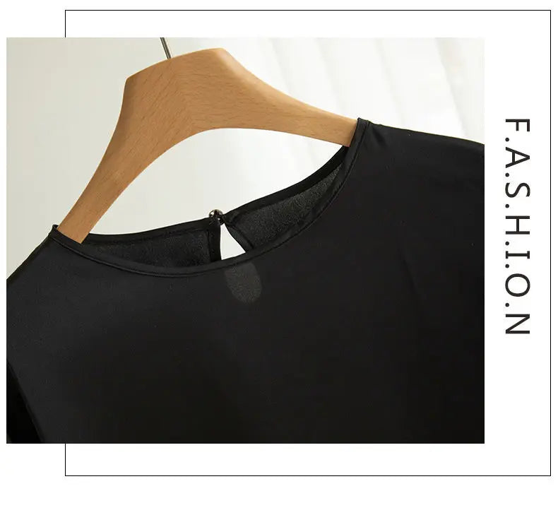 2025 New In Summer Satin Silk Half-Sleeve Tee Tops Basic Solid Women‘s T-Shirt Casual O-neck Thin Shirts Ladies Loose Blouses