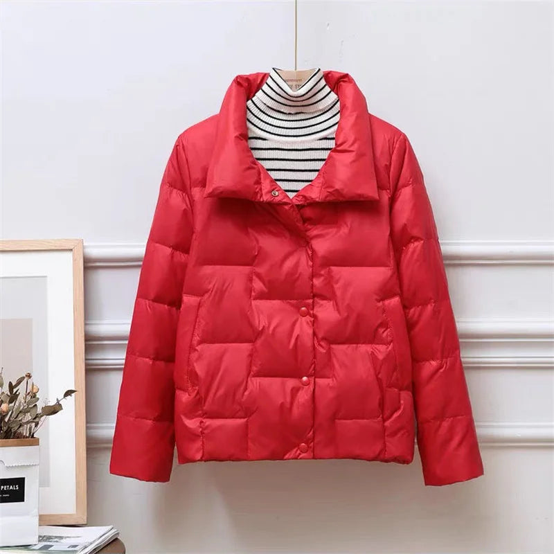 Women's Parkas Autumn Winter stand-up collar Lightweight thin Short 2025 New Female Loose Cotton Jacket Leisure Overcoat 5XL