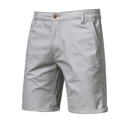AIOPESON Summer 100% Cotton Solid Shorts Men High Quality Casual Business Social Elastic Waist Men Shorts 10 Colors Beach Shorts
