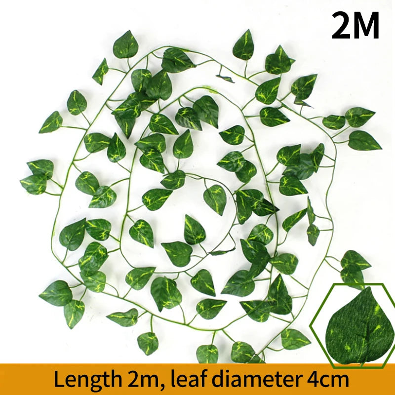 2M Artificial Maple Leaf Garland Thanksgiving Christmas Hanging Wall Decor Fake Fallen Leaves Autumn Decor Rattan Wedding Props