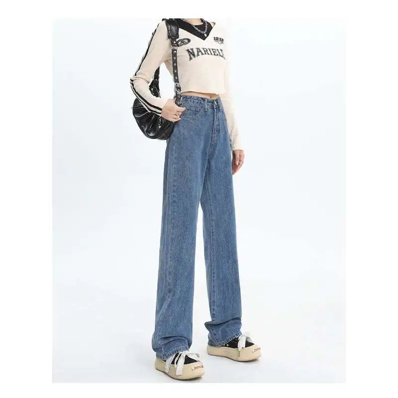 Spring And Summer New High Waisted Slim Jeans For Women Niche Casual Loose Thin Floor Pants Wide Leg Pants Trendy Pants