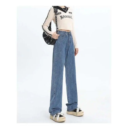 Spring And Summer New High Waisted Slim Jeans For Women Niche Casual Loose Thin Floor Pants Wide Leg Pants Trendy Pants