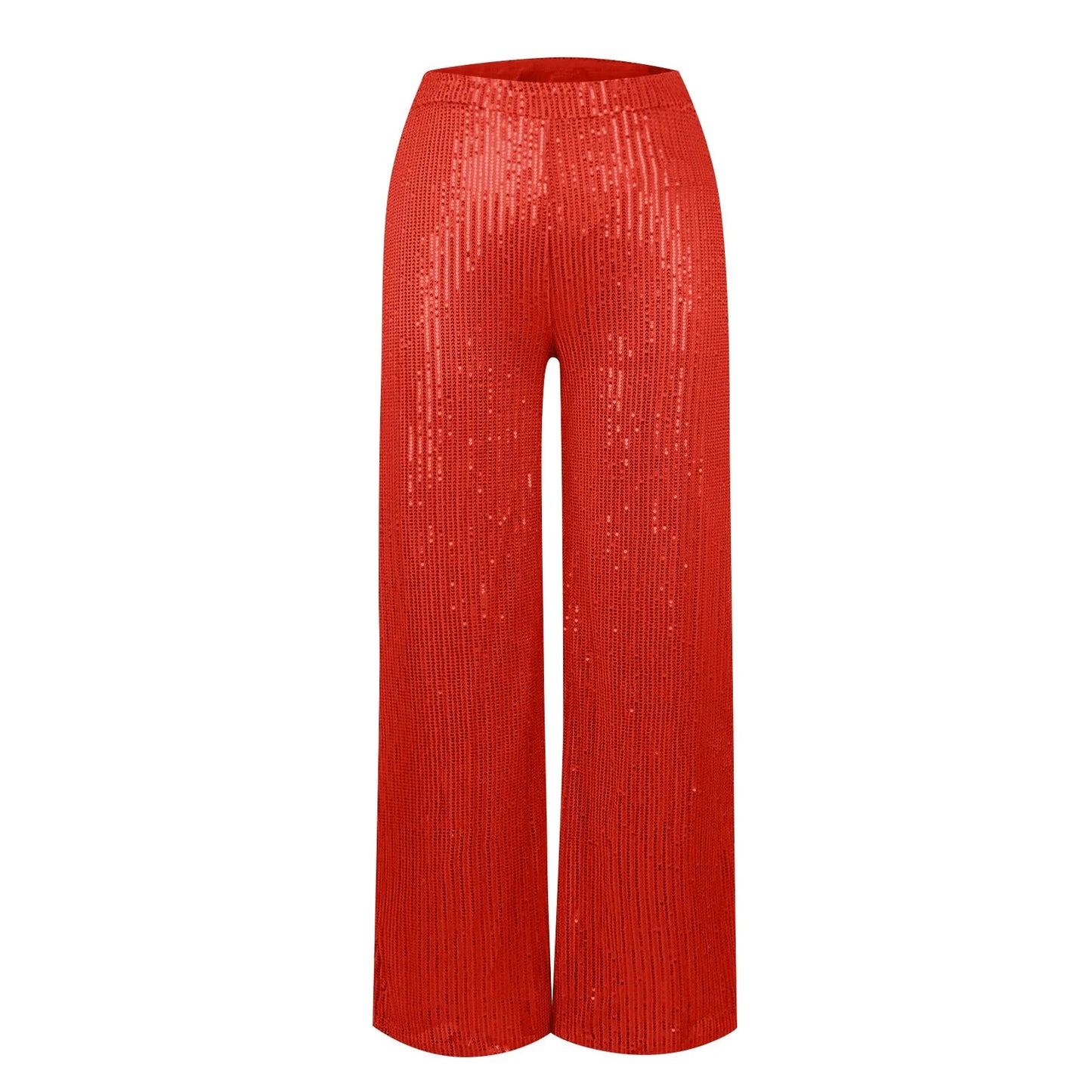 Women's Fashion Solid Color High Waist Sequin Side Zipper Draped Wide Leg Pants Pants for Women Women’s Pants Women’s Pants 2024