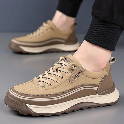 2025 High Quality Brand Men's Leather Casual Shoes Outdoor Hiking Shoes Anti Slip Wear-resistant Men's Hiking Shoes Breathable