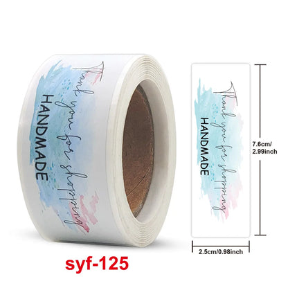 120Pcs Roll Creative DIY Flower Thank You Stickers for Handmade Products Stationery Business Envelope Lable for Gifts 1x3inch