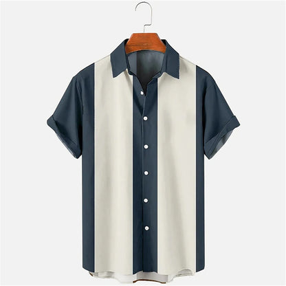 Summer New Casual Solid Color Panel Lapel Beach High Quality Top Men's Short Sleeve Shirt Fashioncomfortable Soft Fabric