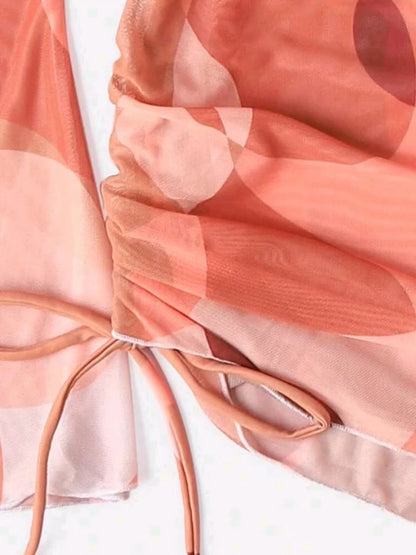 3 Pieces Triangle Halter String Bikini Long Sleeve Swimsuit Women Swimwear Female Bathers Bathing Swimming Swim Suit