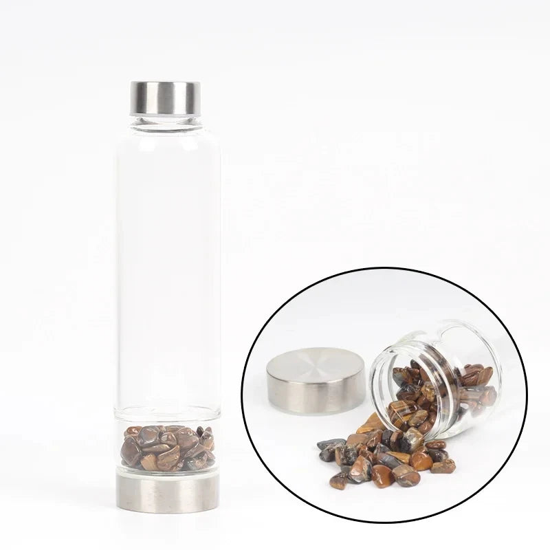 550ML Creative Natural Quartz Crystal Glass Water Bottle Irregular Stone Cup Point Wand Healing Infused Elixir Cup Natural Stone