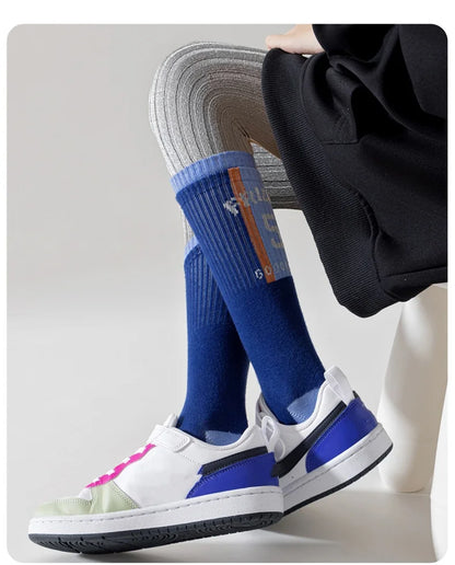 4 Pairs Children's Long Socks Boys Geometric Tennis Socks Soccer Socks Autumn Winter Teenager Basketball Socks Knee Sock