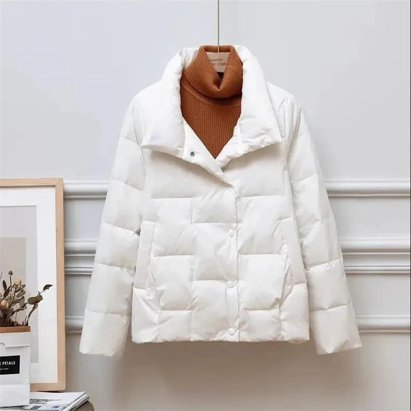 Women's Parkas Autumn Winter stand-up collar Lightweight thin Short 2025 New Female Loose Cotton Jacket Leisure Overcoat 5XL