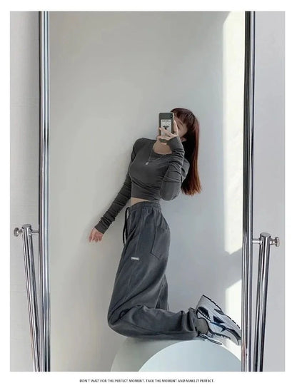 Spring Season Thin High Waist American Letter Loose Sports Pants Women Casual Bottoming Trousers Underwear Women Clothes