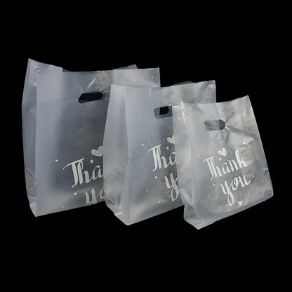 50Pcs Thank You Plastic Gift Bags Shopping Packaging Bag With Handle Christmas Wedding Party Favor Jewelry Clothing Wrapping Bag