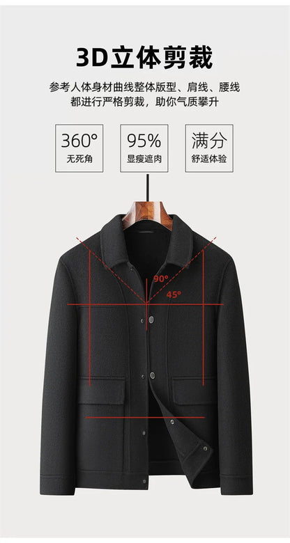 2024 Autumn/Winter New Double sided Woolen Coat High end Fabric Korean Edition Fashion Pure Handmade Woolen Coat Work Style