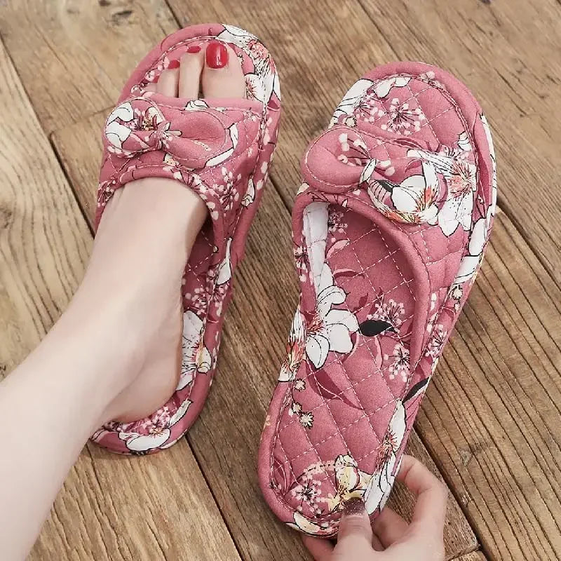 2024 Cotton Shoes Women Household Slippers Indoor Floor Flip Flops Summer Simple Mute Slides Home Sandals Zapatos De Mujer