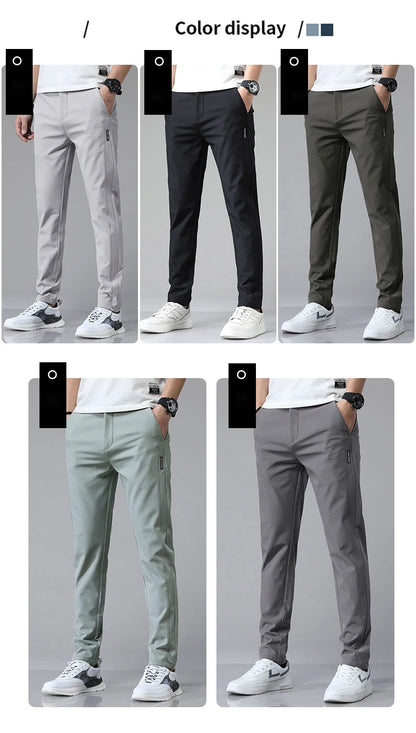 2024 Spring Summer Ultra-thin Men's Stretch Slim Straight Casual Pants High Quality Fashion Breathable Golf Sports Trousers