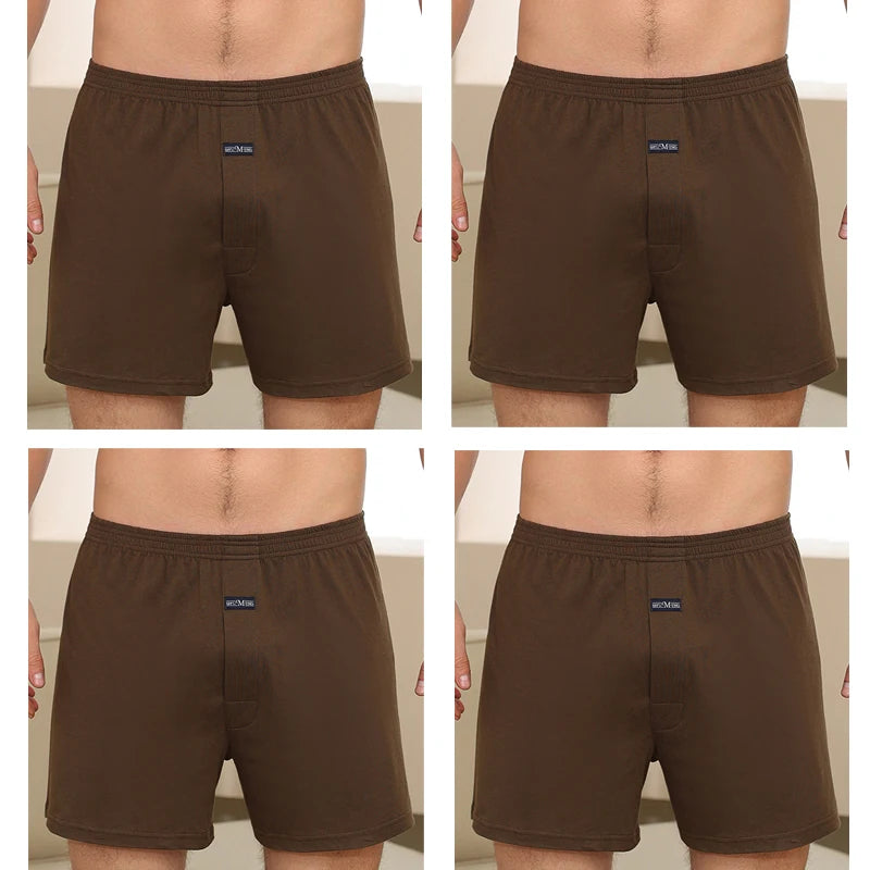 4pcs Male Arrow Pants Men Cotton Boxers Shorts Loose Mid-Waisted Men's Plus Size Underwear Homewear Comfortable Panties