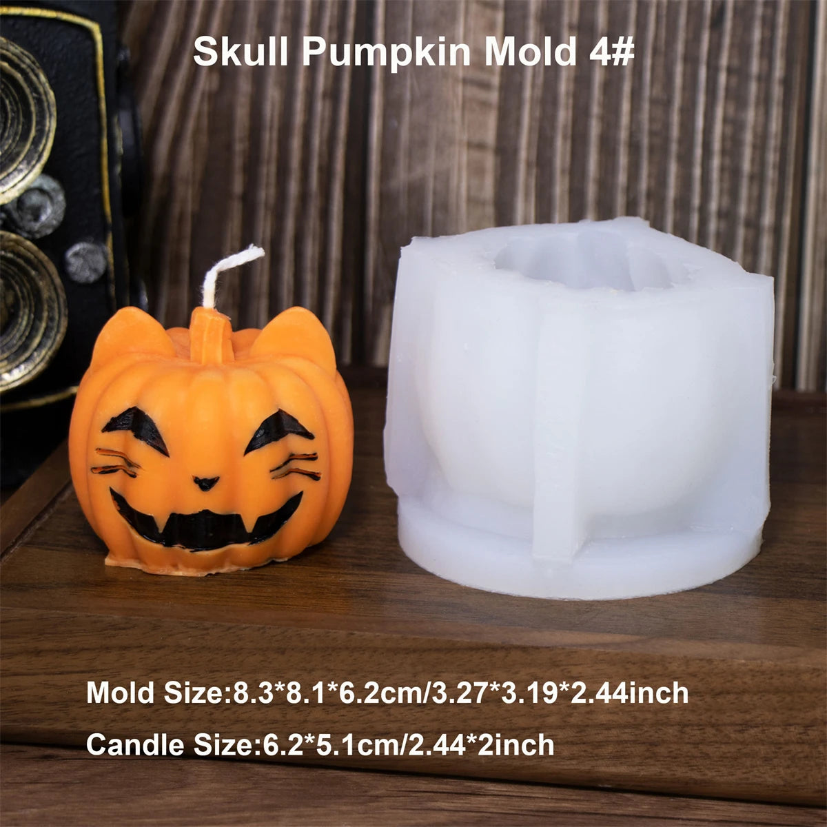Square Pumpkin Candle Silicone Molds 3D Skull Pillar Candle Mold for DIY Ghost Pumpkin Epoxy Resin Halloween Party Home Decor