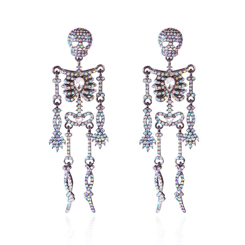 1 Pair Fully Bright Halloween Skull Earrings, Suitable for Daily Wear