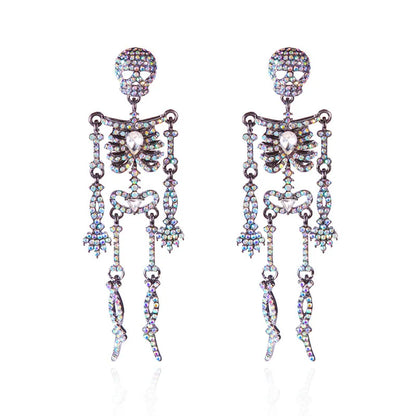1 Pair Fully Bright Halloween Skull Earrings, Suitable for Daily Wear
