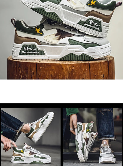 2024 Autumn New Casual Sports Shoes Men's Leather Low-Top Fashion Trend Easiest for Match Running Shoes Men's Skateboard Shoes Suitable for Outdoor Sports