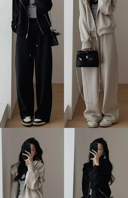 Autumn/Winter 2024 New Tea Matching Women's Clothing Set Plus Size Elegant Casual Salt System Sweatshirt Two-Piece Suit