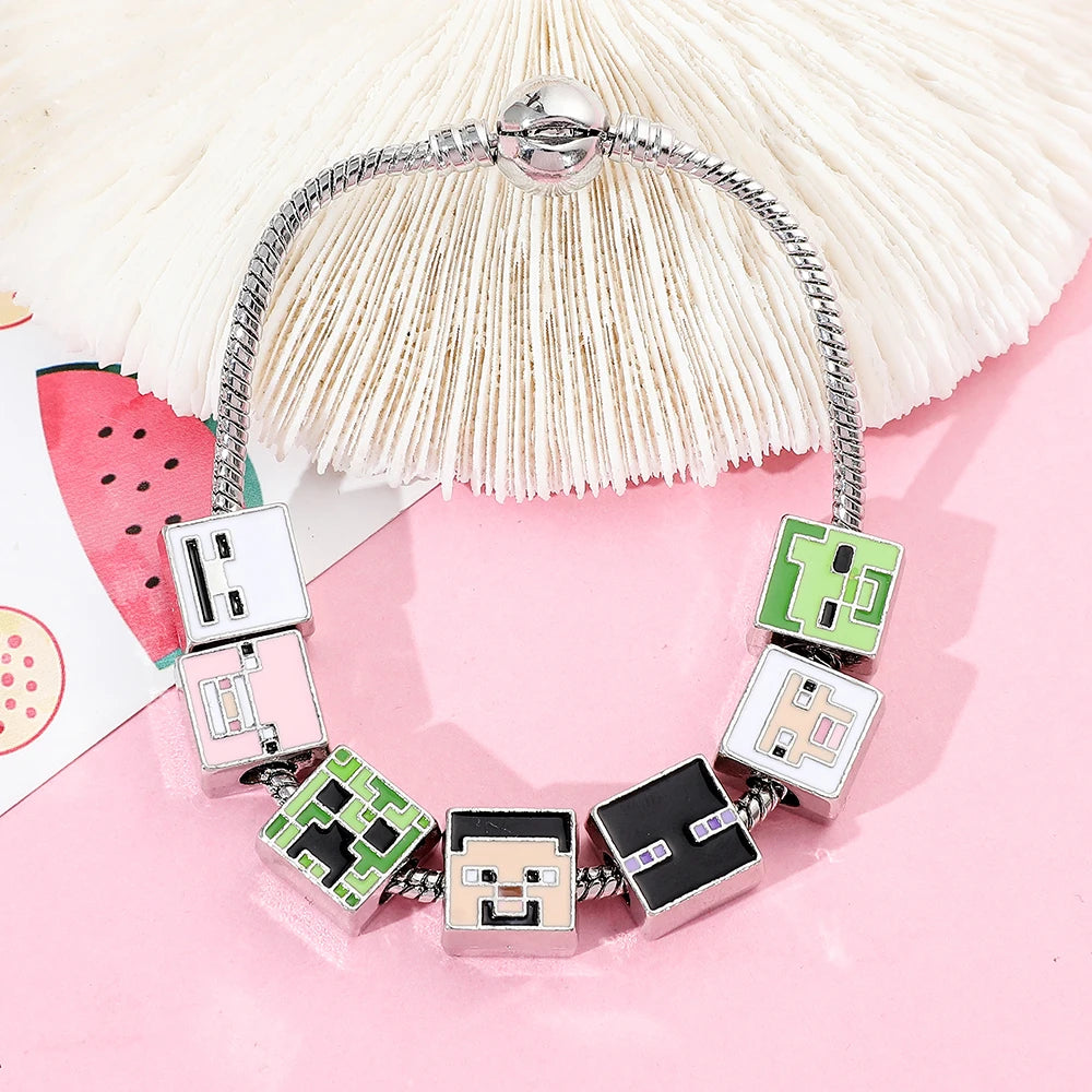 A set of cute square-shaped zinc alloy bracelets, suitable for giving to your girlfriend, friends or on a festival or birthday