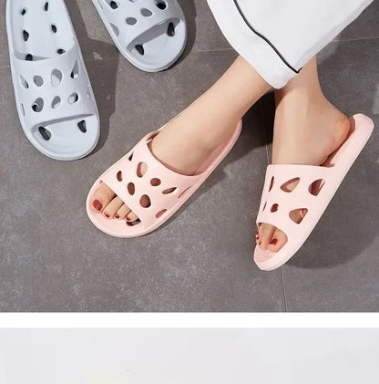 Bathroom Slippers Women Leaking Sandals Cheese Slides Summer Eva Shoes For Men Soft Anti-Slip Flip Flops Couples Indoor Slipper